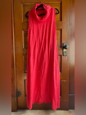 chinese dress ladies Francesca Bettini Women's Cowl Neck Tropical Print Linen Maxi Dress Multi / L